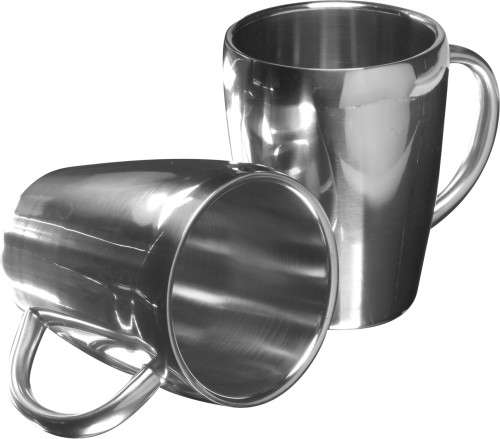 Stainless steel double walled mugs