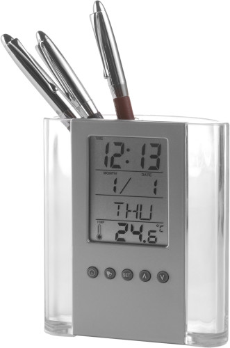 ABS pen holder with clock